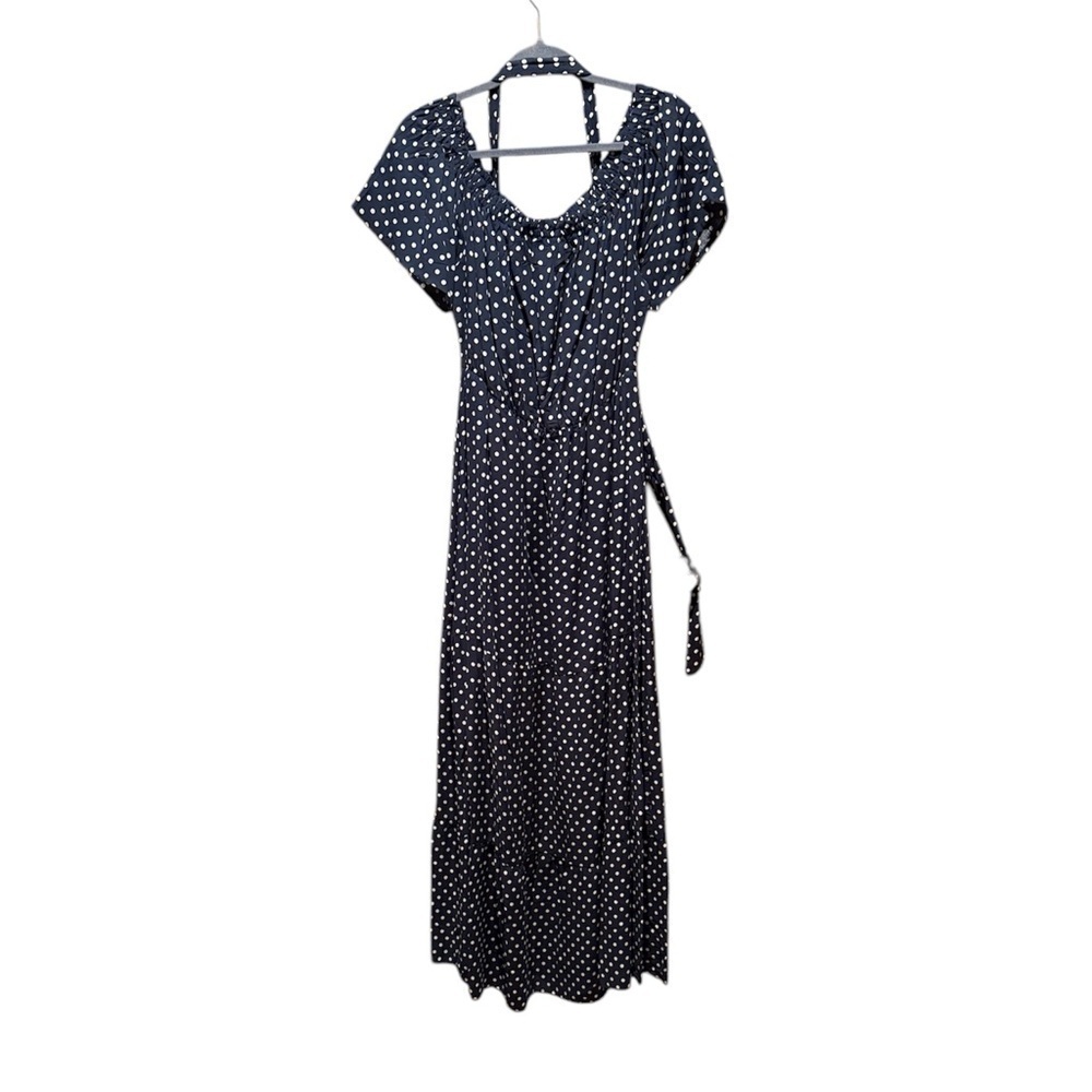 Navy Blue Polka Dot Dress - Picture 4 of 10